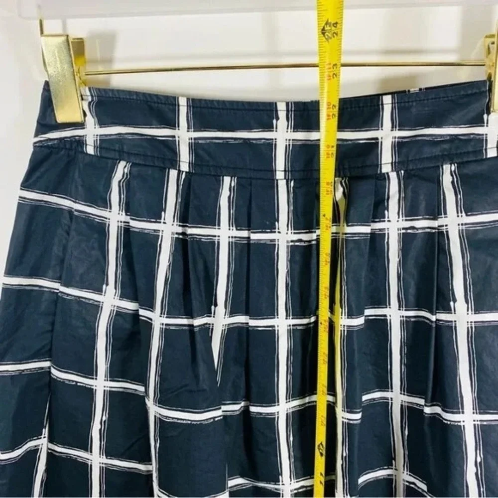 Michael Kors Skirt Women 4 Black White Plaid Pleated Pocket Preppy Office Career